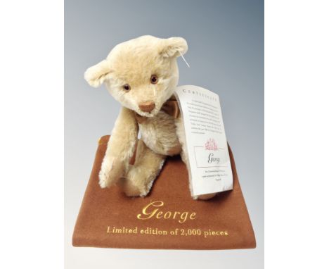 A Steiff limited edition bear - George, 597/2000, with protective bag and certificate.