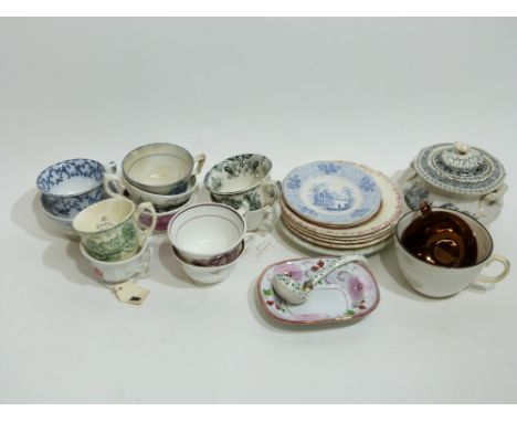 Miniature Victorian tea wares, cups and saucers etc, various designs (qty)