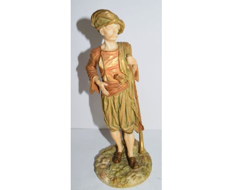 Royal Worcester Hadley figure of a Bringaree Indian on moulded base (repaired)