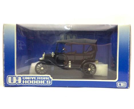 MODEL CAR GROUP & UNIVERSAL HOBBIES, FOUR 1:18 SCALE MODELS including Ford Model T Touring and Mercedes Typ Nurburg, boxed