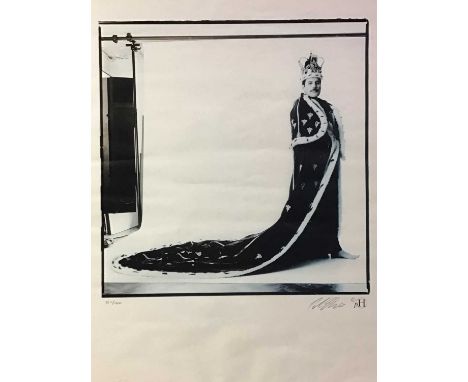 PETER HINCE, FREDDIE MERCURY OF QUEEN IN CROWN AND ROBES (1987) signed silver gelatin print, no. 267/1200, unframed42cm x 59.