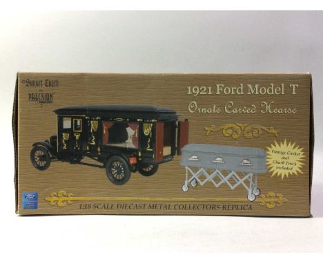 SUNSET COACH BY PRECISION MODELS, 1:18 SCALE MODEL 1921 Ford Model T Ornate Carved Hearse, boxed