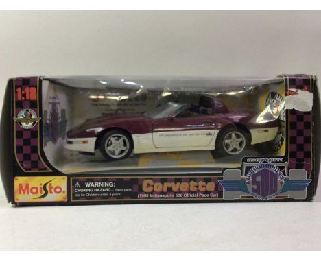 MAISTO, TWO 1:18 SCALE MODELS Corvette (1995 Indianapolis 500 Official Pace Car) and Mercedes-Benz SLK 230, boxed