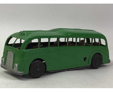 CORGI METTOY CLOCKWORK COACH, original green paintwork also a Mettoy clockwork saloon car, Matchbox Thunderbirds T2 and three