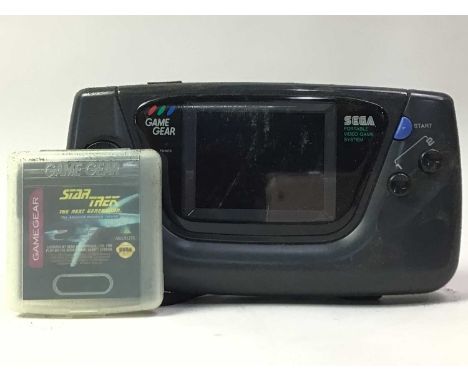 SEGA, GAME GEAR CONSOLE, AND GAMES the console with power adapter, the eleven games including Alien Syndrome and Chakam, in b