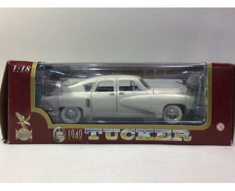 ROAD LEGENDS, THREE 1:18 SCALE MODELS 1948 Tucker, 1934 Ford Pick Up Wrecker and Cadillac Eldorado Seville (1958), boxed