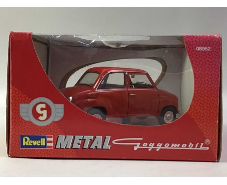 REVELL METAL, THREE 1:18 SCALE MODELS Goggomobil, BMW Jselta 250 and Messerschmitt KR200, boxedThe BMWs window wiper is not r