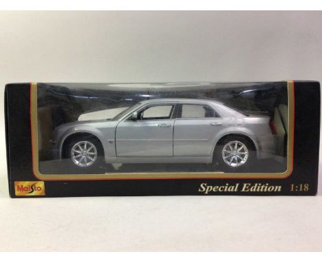 MAISTO, THREE SPECIAL EDITION 1:18 SCALE MODELS Chrysler 300, 1956 Chrysler 300B and 1971 Chevrolet Chevelle SS454, boxed