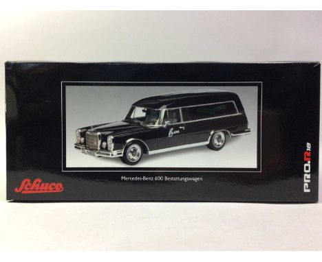 SCHUCO, PRO R18 1:18 SCALE MODEL Mercedes-Benz 600 Bestattungswagen, also a Minichamps Bentley Arnage R2002, boxed