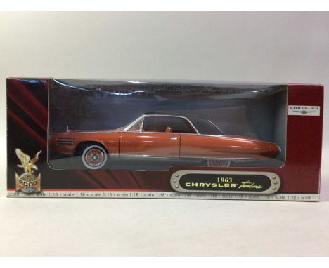 ROAD SIGNATURE, TWO 1:18 SCALE MODELS 1963 Chrysler Turbine and Cadillac Coupe de Ville, boxed