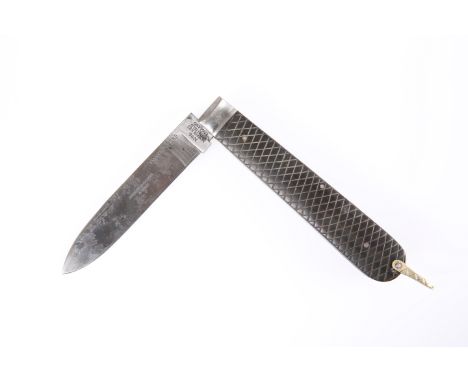 A JOSEPH RODGERS &amp; SONS "TO STRIKE FIRE" FOLDING HUNTING KNIFE, LATE 19th CENTURY, engraved No 6, Norfolk Street, Sheffie