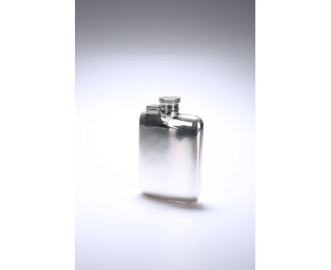 A SMALL GEORGE V SILVER HIP FLASK, WILLIAM NEALE &amp; SON LTD, BIRMINGHAM 1918, shaped for the hand, with hinged screw cover