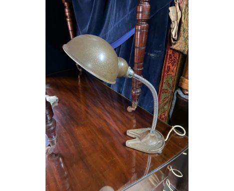 A Vintage Hawkins of Drury Lane swan neck angle poise desk lamp. 