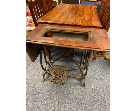 A Vintage Bradbury and Co Limited Oldham cast iron base sewing machine table. 