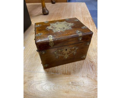 A Victorian brass bound tea caddy 