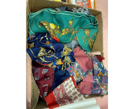 A Selection of vintage silk scarfs etc 