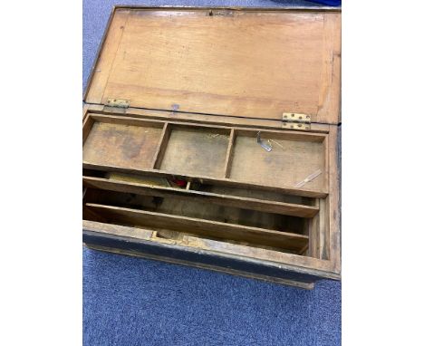 Antique pine multi drawer tool chest trunk. 