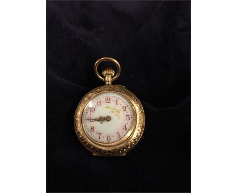 A 14ct gold and enamel faced ladies pocket watch