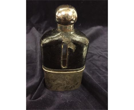 A hip flask with a silver cup, hallmarked London 1888-9