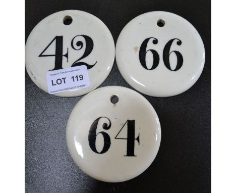 Three vintage bin labels
