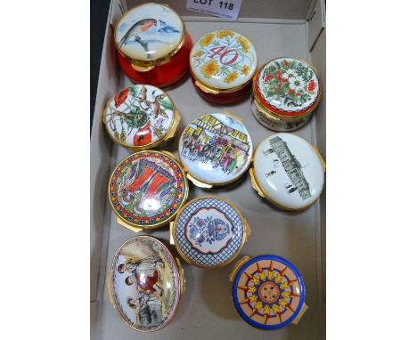 A collection of ten decorative enamel pill boxes