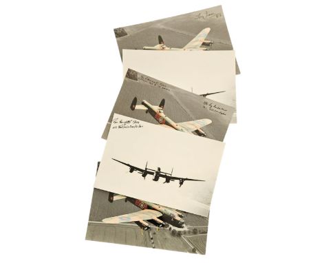 WW2 Bomber command signed collection. FIVE stunning 12 x 8 inch Lancaster bomber photo signed by veterans. RAF autographs  Jo