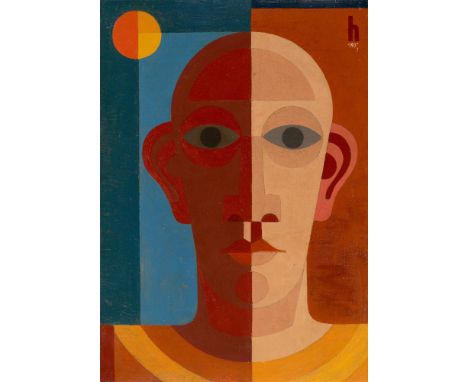 (See English version below)Heinrich Hoerle (1895 – Köln – 1936). „Selbstbildnis“. 1931Öl auf Karton, auf Leinwand aufgezogen.