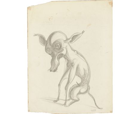 (See English version below)Heinrich Hoerle (1895 – Köln – 1936). „Dadahund". Anfang 1920er-JahreBleistift auf Velin (Wasserze