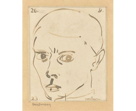 (See English version below)Gottfried Brockmann (Köln 1903 – 1983 Kiel). Selbstporträt. 1923Tuschpinsel auf Papier, vom Künstl