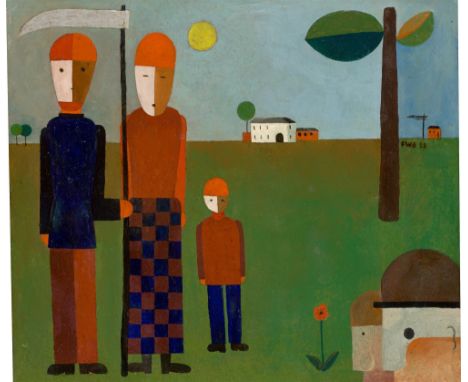 (See English version below)Franz Wilhelm Seiwert (1894 – Köln – 1933). „Ländliche Familie (Familie Jatho)“ („Die Landarbeiter