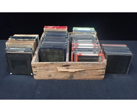 A MIXED BOX OF LANTERN SLIDES family groups, views of Southend, Eastbourne etc