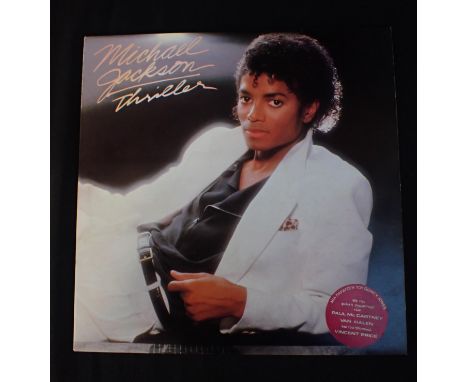 MICHAEL JACKSON 'THRILLER' ALBUM 1st print from 1982. Printed on back 'Produced by Quincy Jones' Michael Jackson's name missi