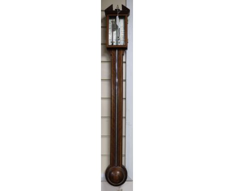 A modern mahogany George III style stick barometer W.14cm