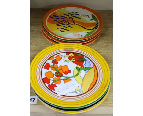 Eight reproduction Clarice Cliff style plates