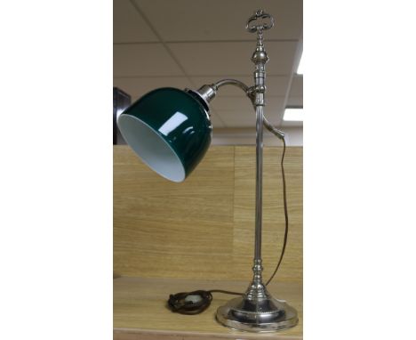 A green glass and plated studio lamp