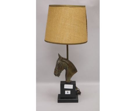 An Art Deco bronzed spelter horse lamp height 58cm
