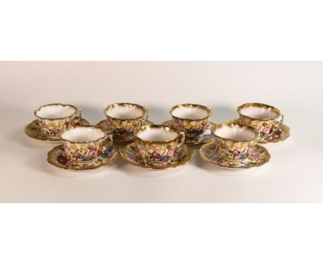 A collection of floral gilt decorated Hammersley China to include seven tea cups and saucers, one a/f - see photo. (7) 