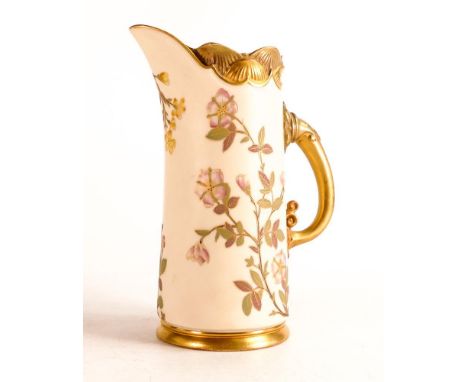 Royal Worcester Blush Ivory jug painted with gilt floral sprays. Shape no.1229, Puce mark. Height: 19.1cm 