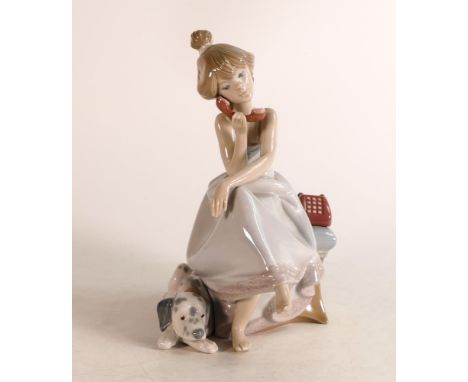 Lladro figure of girl seated with dog "Chit Chat" 5466. h.21cm. 