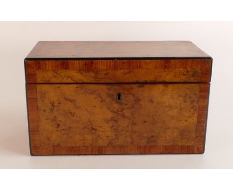 19th century Walnut tea caddy with Satinwood or similar banding, complete with original caddies with lids &amp; hinges.  Late