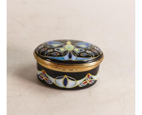 Moorcroft enamel oval pot with William Morris style Butterfly design (boxed) 3.5cm 