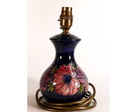 Moorcroft Anemone pattern small lamp base, height including fitting 23cm, boxed 