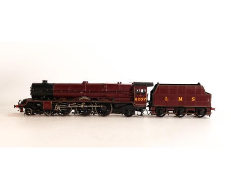 Brass Ho gauge modelist made 4-6-2 6207 Engine &amp; tender, LMS Crimson Lake. 