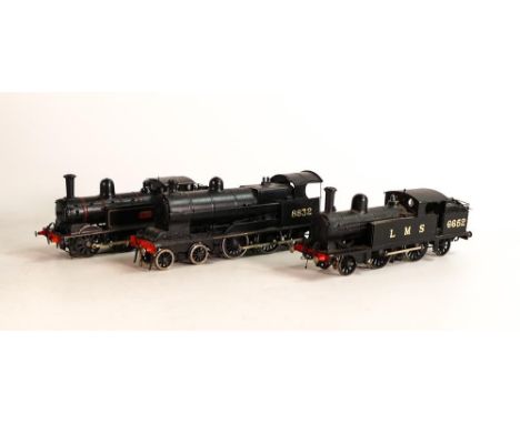 Three Brass Ho gauge modelist made Brass model railway engines including 4-6-0 8832 steam engine, 2-4-2 LMS 6652 steam engine