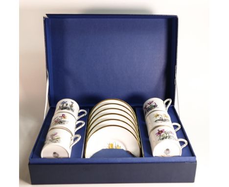 Royal Worcester coffee set, decorated various botanic flowers (12) 