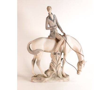 Rare Lladro Horseman 1037 retired 1970, height 44.5cm 