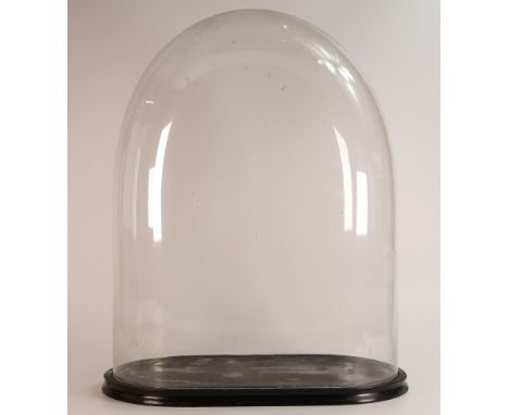 Large 19th century glass dome suitable for taxidermy of ceramic figure groups, height 52cm, length of base 40cm. Please note 