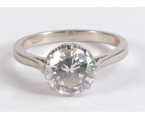 Large 2 carat natural diamond solitaire ring, 1.97ct stone I1, colour L/M.  Ring size N/O, weight 4.5g.  Recent Anchor certif