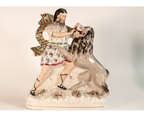 Victorian Staffordshire flatback figure depicting the Lion Tamer Isaac Van Amburgh (1811-1865). Some losses to enamel paintwo