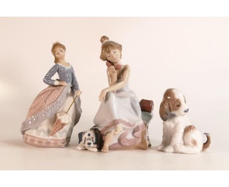 Lladro figures to include Chit Chat 5466, Lady with Parasol &amp; My Friend 6210, tallest 20cm (3) 